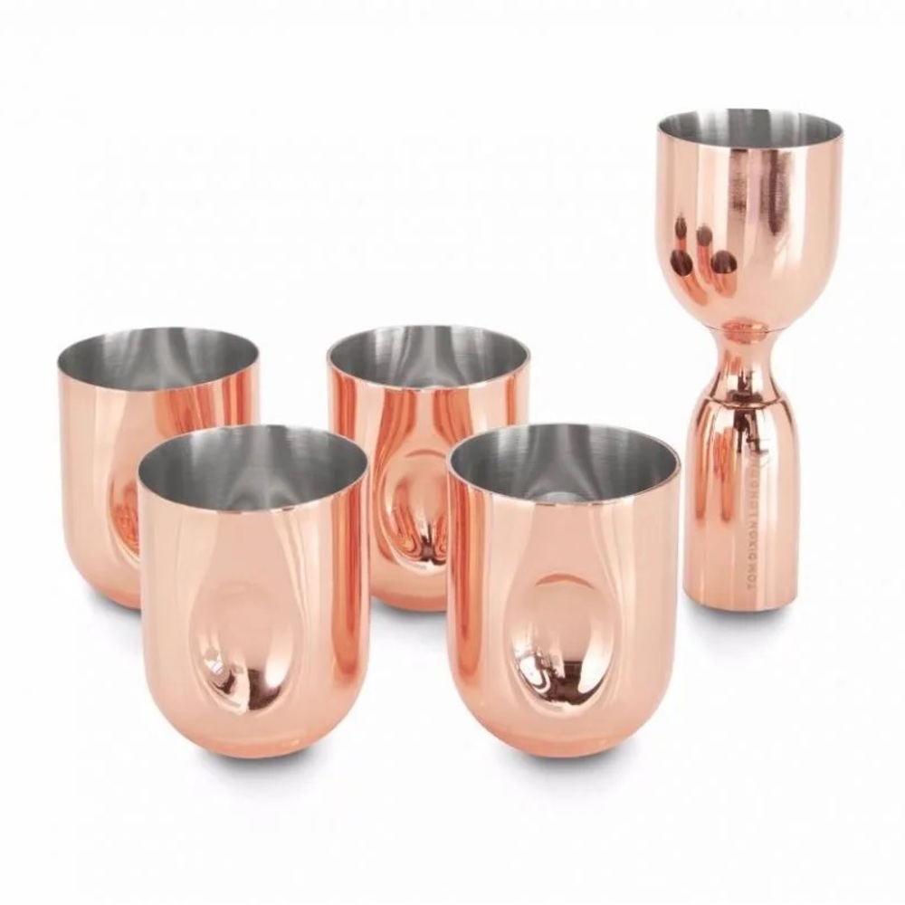 Brand new in box! Copper stainless steel Plum shot gift set from Tom Dixon